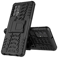 Coque Contour Silicone et Plastique Housse Etui Mat avec Support JX1 pour Samsung Galaxy M32 5G Noir