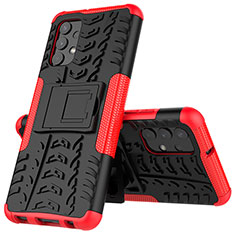 Coque Contour Silicone et Plastique Housse Etui Mat avec Support JX1 pour Samsung Galaxy M32 5G Rouge