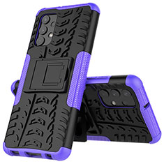 Coque Contour Silicone et Plastique Housse Etui Mat avec Support JX1 pour Samsung Galaxy M32 5G Violet