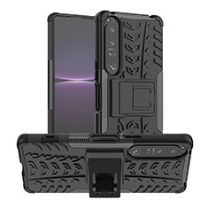 Coque Contour Silicone et Plastique Housse Etui Mat avec Support JX1 pour Sony Xperia 1 IV Noir