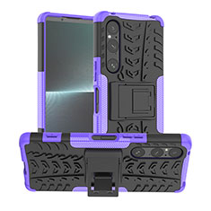Coque Contour Silicone et Plastique Housse Etui Mat avec Support JX1 pour Sony Xperia 1 V Violet