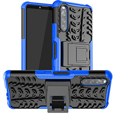 Coque Contour Silicone et Plastique Housse Etui Mat avec Support JX1 pour Sony Xperia 10 III SO-52B Bleu