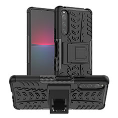 Coque Contour Silicone et Plastique Housse Etui Mat avec Support JX1 pour Sony Xperia 10 IV Noir