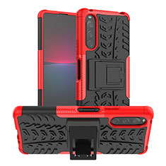 Coque Contour Silicone et Plastique Housse Etui Mat avec Support JX1 pour Sony Xperia 10 IV Rouge