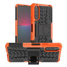 Coque Contour Silicone et Plastique Housse Etui Mat avec Support JX1 pour Sony Xperia 10 IV SO-52C Orange