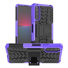 Coque Contour Silicone et Plastique Housse Etui Mat avec Support JX1 pour Sony Xperia 10 IV SO-52C Violet