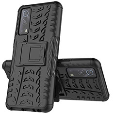 Coque Contour Silicone et Plastique Housse Etui Mat avec Support JX1 pour Vivo iQOO Z3 5G Noir