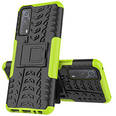 Coque Contour Silicone et Plastique Housse Etui Mat avec Support JX1 pour Vivo iQOO Z3 5G Vert