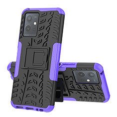 Coque Contour Silicone et Plastique Housse Etui Mat avec Support JX1 pour Vivo T1 5G India Violet