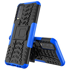 Coque Contour Silicone et Plastique Housse Etui Mat avec Support JX1 pour Vivo Y11s Bleu