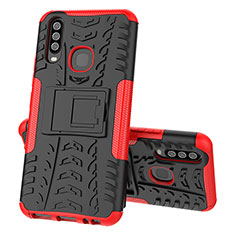 Coque Contour Silicone et Plastique Housse Etui Mat avec Support JX1 pour Vivo Y12 Rouge