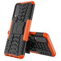 Coque Contour Silicone et Plastique Housse Etui Mat avec Support JX1 pour Vivo Y12G Orange