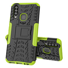 Coque Contour Silicone et Plastique Housse Etui Mat avec Support JX1 pour Vivo Y15 Vert