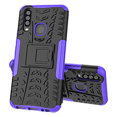 Coque Contour Silicone et Plastique Housse Etui Mat avec Support JX1 pour Vivo Y17 Violet