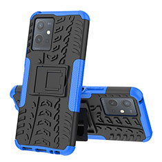 Coque Contour Silicone et Plastique Housse Etui Mat avec Support JX1 pour Vivo Y33e 5G Bleu