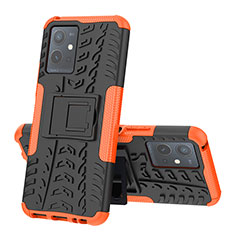 Coque Contour Silicone et Plastique Housse Etui Mat avec Support JX1 pour Vivo Y33e 5G Orange