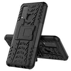 Coque Contour Silicone et Plastique Housse Etui Mat avec Support JX1 pour Vivo Y50 Noir