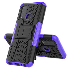 Coque Contour Silicone et Plastique Housse Etui Mat avec Support JX1 pour Vivo Y50 Violet