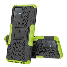 Coque Contour Silicone et Plastique Housse Etui Mat avec Support JX1 pour Vivo Y52t 5G Vert