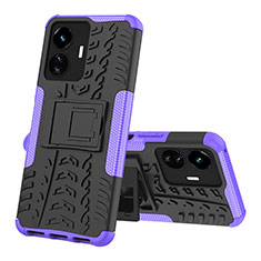 Coque Contour Silicone et Plastique Housse Etui Mat avec Support JX1 pour Vivo Y77e t1 Violet