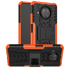 Coque Contour Silicone et Plastique Housse Etui Mat avec Support JX1 pour Xiaomi Mi 10i 5G Orange