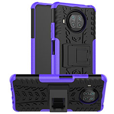 Coque Contour Silicone et Plastique Housse Etui Mat avec Support JX1 pour Xiaomi Mi 10i 5G Violet