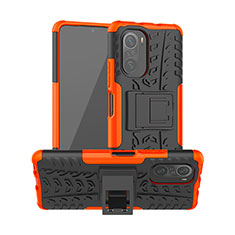 Coque Contour Silicone et Plastique Housse Etui Mat avec Support JX1 pour Xiaomi Mi 11i 5G Orange