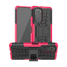 Coque Contour Silicone et Plastique Housse Etui Mat avec Support JX1 pour Xiaomi Mi 11X 5G Rose Rouge