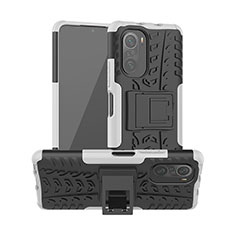 Coque Contour Silicone et Plastique Housse Etui Mat avec Support JX1 pour Xiaomi Mi 11X Pro 5G Argent