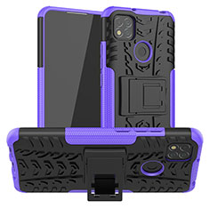 Coque Contour Silicone et Plastique Housse Etui Mat avec Support JX1 pour Xiaomi POCO C3 Violet