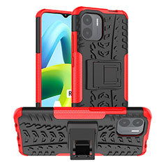 Coque Contour Silicone et Plastique Housse Etui Mat avec Support JX1 pour Xiaomi Poco C50 Rouge