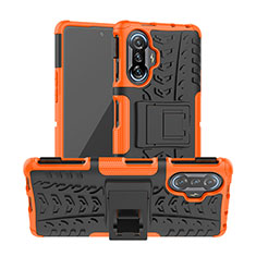 Coque Contour Silicone et Plastique Housse Etui Mat avec Support JX1 pour Xiaomi Poco F3 GT 5G Orange