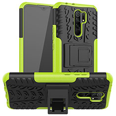 Coque Contour Silicone et Plastique Housse Etui Mat avec Support JX1 pour Xiaomi Poco M2 Vert