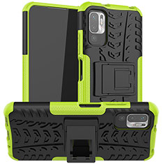 Coque Contour Silicone et Plastique Housse Etui Mat avec Support JX1 pour Xiaomi POCO M3 Pro 5G Vert