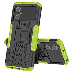 Coque Contour Silicone et Plastique Housse Etui Mat avec Support JX1 pour Xiaomi Poco M4 5G Vert