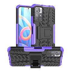 Coque Contour Silicone et Plastique Housse Etui Mat avec Support JX1 pour Xiaomi Poco M4 Pro 5G Violet