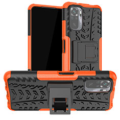 Coque Contour Silicone et Plastique Housse Etui Mat avec Support JX1 pour Xiaomi Poco M5S Orange