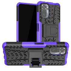 Coque Contour Silicone et Plastique Housse Etui Mat avec Support JX1 pour Xiaomi Poco M5S Violet