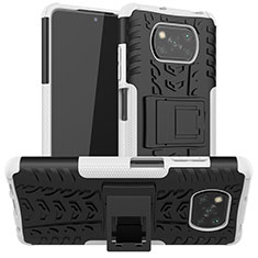 Coque Contour Silicone et Plastique Housse Etui Mat avec Support JX1 pour Xiaomi Poco X3 Argent