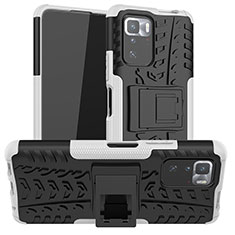 Coque Contour Silicone et Plastique Housse Etui Mat avec Support JX1 pour Xiaomi Poco X3 GT 5G Argent