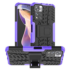 Coque Contour Silicone et Plastique Housse Etui Mat avec Support JX1 pour Xiaomi Poco X4 NFC Violet