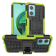 Coque Contour Silicone et Plastique Housse Etui Mat avec Support JX1 pour Xiaomi Redmi 10 5G Vert