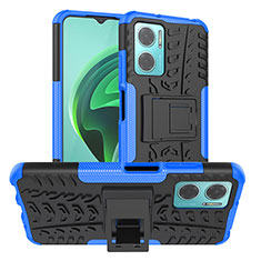 Coque Contour Silicone et Plastique Housse Etui Mat avec Support JX1 pour Xiaomi Redmi 10 Prime Plus 5G Bleu