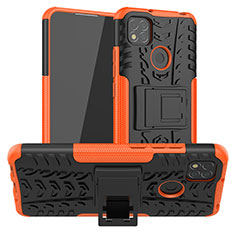 Coque Contour Silicone et Plastique Housse Etui Mat avec Support JX1 pour Xiaomi Redmi 10A 4G Orange