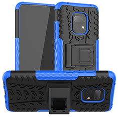 Coque Contour Silicone et Plastique Housse Etui Mat avec Support JX1 pour Xiaomi Redmi 10X Pro 5G Bleu