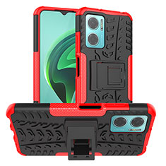 Coque Contour Silicone et Plastique Housse Etui Mat avec Support JX1 pour Xiaomi Redmi 11 Prime 5G Rouge