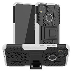 Coque Contour Silicone et Plastique Housse Etui Mat avec Support JX1 pour Xiaomi Redmi 9 Activ Argent