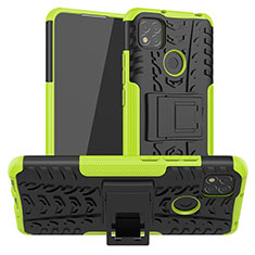 Coque Contour Silicone et Plastique Housse Etui Mat avec Support JX1 pour Xiaomi Redmi 9 Activ Vert