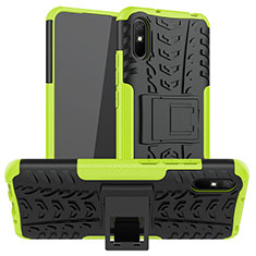 Coque Contour Silicone et Plastique Housse Etui Mat avec Support JX1 pour Xiaomi Redmi 9AT Vert