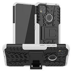 Coque Contour Silicone et Plastique Housse Etui Mat avec Support JX1 pour Xiaomi Redmi 9C Argent